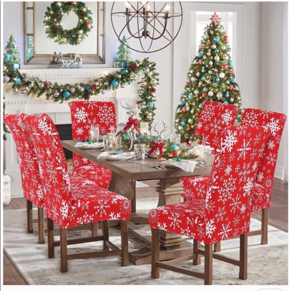 4 Pack Printed Dining Chair Covers Christmas